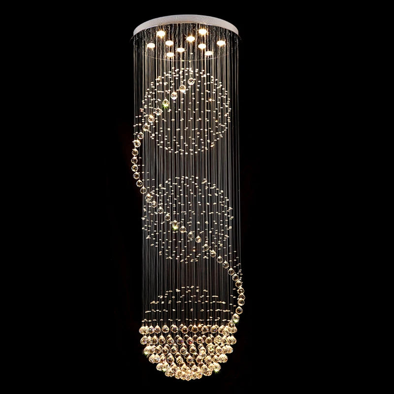 Luxury Grand Spiral Crystal Chandelier – K9 Rainfall Design for High Ceilings
